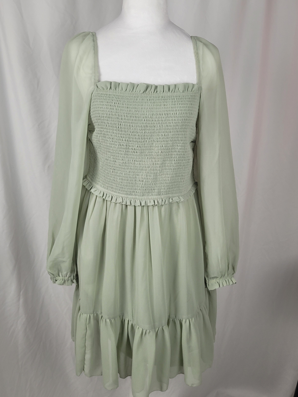 Aritzia Wilfred Tempest Mini Dress - Sage Green Chiffon - Size Medium
